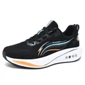 Black men's sports running shoes with soft bouncy soles and blue orange accents. - 36 / Black Orange Red