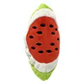 Jouet couineur en peluche pastèque pour chiens et chats, fruit rembourré pour mâcher - Demi-cercle Pastèque / 12cm