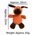 Jouet en peluche pour chien en velours côtelé orange avec ses dimensions et son poids - Chien Dalmatien