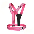 Adjustable pink LED reflective safety vest with elastic straps for night running and cycling. - One Size / Tops / Pink