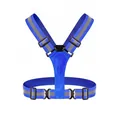 Blue LED reflective safety vest with adjustable elastic straps for night running - PVC Light Guide Strip Vest / One Size / Blue