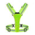 Adjustable fluorescent yellow reflective LED safety vest for night running and cycling - Tops / Elastic Vest Strap / Fluorescent Green