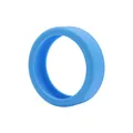 Blue silicone luggage wheel protector with tire tread pattern for noise reduction - Blue
