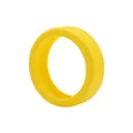 Bright yellow silicone luggage wheel cover with anti-slip tire tread texture for quiet travel - Yellow