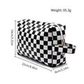 Portable checkered PU cosmetic travel bag with zipper, size 22x14x8cm, black and white. - L / Black & White Checkerboard