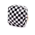 Compact PU leather cosmetics storage bag featuring a black and white checkerboard design - Square / Black & White Checkerboard
