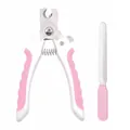 Professional pink and white pet nail clipper and stainless steel file set for dogs and cats - S / Pink