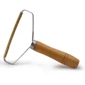 Portable manual lint remover with ergonomic wooden handle for pet hair and clothes - Wooden Handle / Natural Wood Color