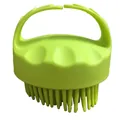 Ergonomic lime green silicone pet bath brush for massage and deep grooming use. - Long Bristle Bath Brush / Grass Green