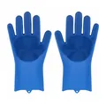 Guantes de silicona azul para el aseo de mascotas con cerdas de masaje muy densas. - Azul