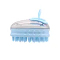 Soft silicone pet bathing massage brush in light blue with easy-grip hanging loop - Blue / Sky Blue