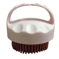 Soft silicone pet bath massage brush in pink and brown for effective dog and cat grooming - Long Bristle Bath Brush / Double Pink