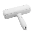 Ergonomic white pet hair remover roller for effective cleaning of dog and cat fur - Paw Print Button Style / White