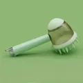 Ergonomic long-handled pet bath massage brush in light green with shampoo dispenser - Light Green