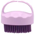 Ergonomic purple silicone bath brush for dogs and cats, soft massage grooming tool - Long Bristle Bath Brush / Two-tone Purple