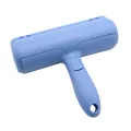 Reusable blue pet hair remover roller for cat and dog fur, handheld tool for home use - Paw Print Button Style / Blue