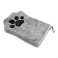 Guante de secado gris para mascotas de microfibra con bordado de huella negra lindo - Gris