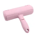 Reusable pink pet hair removal roller brush for dog and cat fur on sofa and clothes - Paw Print Button Style / Pink