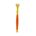 Professional three-headed pet toothbrush with soft bristles for dog and cat dental care - Orange Yellow