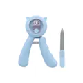 Cute light blue cat-shaped pet nail clipper and nail file grooming set for kittens - OPP Packaging (Clippers + File) / Blue