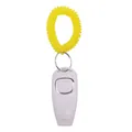 Professional white 2-in-1 dog training clicker and whistle with yellow wrist strap - White