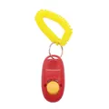 Professional pet training clicker in red and yellow with flexible spiral wrist band - Red