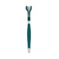 Three-headed pet toothbrush with soft bristles in dark green for dogs and cats - Malachite green