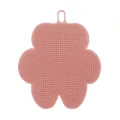 Soft pink silicone flower-shaped massage pet bath brush for cats and dogs grooming - Flower Paw Shape / Pink