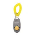 Professional grey dog training clicker with yellow button and elastic wrist coil strap - Gray