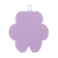 Soft purple silicone pet bath brush for dogs and cats with gentle grooming bristles - Flower Paw Shape / Purple