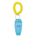 Professional pet training clicker and whistle combo with yellow elastic wrist strap in blue - Sky Blue