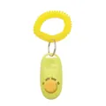 Lime green dog training clicker with orange button and yellow spring wrist strap - Neon Yellow
