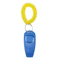 Professional pet dog training clicker whistle with yellow spiral wrist strap in blue - Sapphire Blue