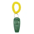 Professional 2-in-1 pet training clicker whistle with yellow wrist coil in green - Dark Green