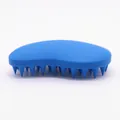 Ergonomic blue silicone pet bath and massage brush with soft grooming bristles set - Blue