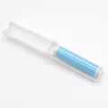 Foldable and washable mini lint roller with blue gel surface for pet hair removal - Blue