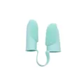 Cepillo de dientes de silicona de doble dedo verde menta para el cuidado dental mascotas - Cepillo de Dientes de Dedo / Verde Turquesa