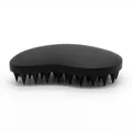 Ergonomic matte black silicone pet bath and massage brush for grooming dogs and cats. - Black