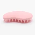 Soft pink silicone pet bath massage brush with ergonomic handle for dogs and cats - Pink