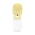 Tragbare hellgelbe Haustier-Wasserflasche mit mattem Behälter für Hunde und Katzen draußen - Matte Wasserbecher / 300ml / Gelb