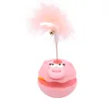 Interactive pink cat tumbler toy featuring a spring feather and bell for indoor pet play - Pink