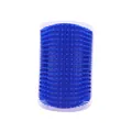 Durable blue silicone cat self-groomer wall corner massage brush for pet grooming - S / Blue