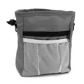 Pochette de dressage grise pour chien avec poches en filet et cordon de serrage. - Gris