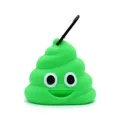 Grappige groene poep-emoji huisdier afvalzak dispenser met stevige zwarte karabijnhaak - Zonder Afvalzakken / Smaragdgroen