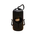 Draagbare zwarte hondenpoepzakjesdispenser met karabijnhaak en detail van rol - Metalen Gesp Stijl / Zwart