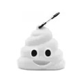 Witte hondenpoepzakjes dispenser in de vorm van een emoji met zwarte metalen karabijnhaak - Zonder Afvalzakken / Wit
