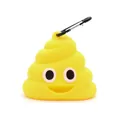 Yellow poop emoji shaped pet waste bag dispenser with handy black carabiner clip attachment - Yellow