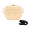 Sac de dressage portable en silicone beige pour animaux avec motif cœur et sangle - Beige