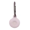 Durable white silicone AirTag protective case with sturdy metal carabiner clip for pet collars - White