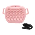 Pochette à friandises en silicone rose pour chien avec design pop-it et sangle noire - Rose